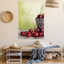 Cherries Bucket on Ombre Tapestry