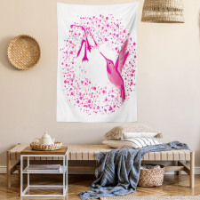 Hummingbird Flower Dots Tapestry