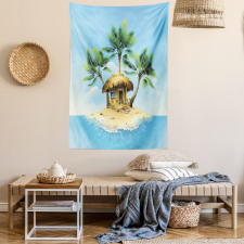 Bungalow with Palm Tree Tapestry