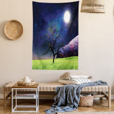 Full Moon Galaxy Grass Tapestry