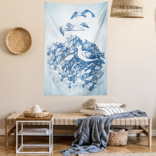 Seagull Mountain Sketch Tapestry