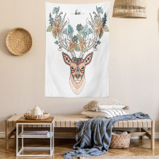 Deer Head Floral Ethnic Tapestry