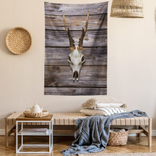 Rustic Antlers on Wood Tapestry