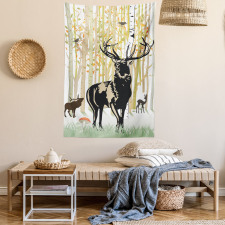 Autumn Forest Wild Animal Tapestry