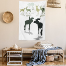 Elk Deer Fawn Forest Tapestry