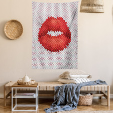 Retro Effect Lips Design Tapestry