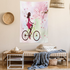 Cherry Bloom Lady Bike Tapestry