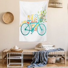 Blue Bike with Flowers Tapestry