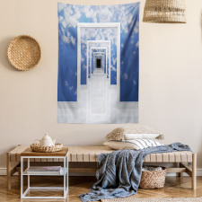 Sky Clouds on Walls Tapestry