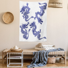 Japanese Dragons Mythical Tapestry