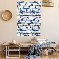 Romantic Sea and Palm Tapestry