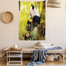 Panda Sitting in Forest Tapestry