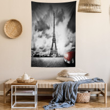 Eiffel Tower Cloudy Day Tapestry