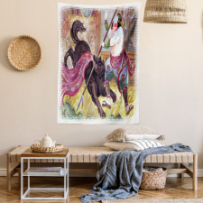 Brave Samurai and Wolf Tapestry