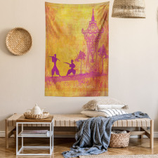 Ninjas Asian Landscape Tapestry