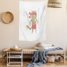 Samurai Figh Kitty Ninja Tapestry