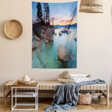 Romantic Lake Sunset Tapestry