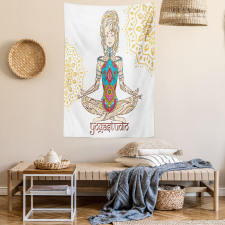 Meditating Girl Mandala Tapestry