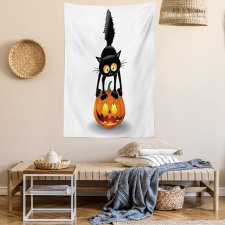 Cartoon Animal on Pumpkin Tapestry