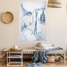 Ski Sport Mountain View Tapestry