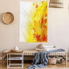 Pumpkin Fall Leaves Tapestry