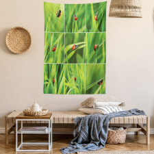 Ladybug over Fresh Grass Tapestry