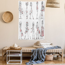 Cartoon Fashion Ladies Tapestry