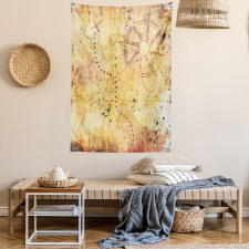 Antique Grunge Rusty Map Tapestry