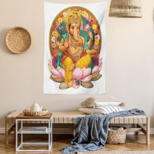 Elephant Figure in a Lotus Tapestry