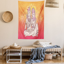 Asian Oriental Artful Motif Tapestry