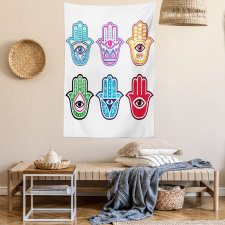 Colorful Hand Third Eye Tapestry
