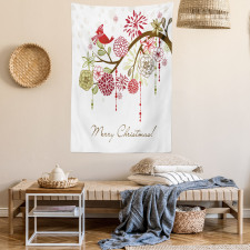 Red Bird Floral Tree Tapestry