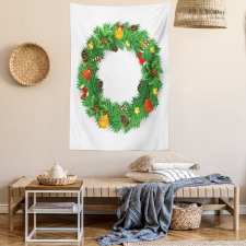 Evergreen Wreath Art Tapestry