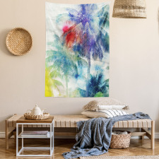 Watercolor Palm Retro Tapestry