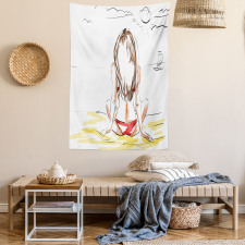 Sketch Beach Summer Tapestry