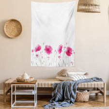 Pink Poppy Flowers Art Tapestry