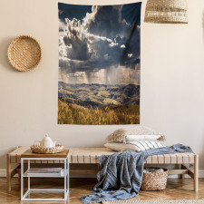 Fluffy Clouds Mountains Tapestry