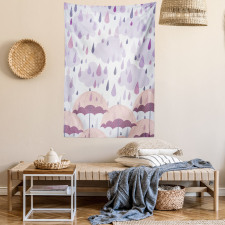 Pink Umbrellas Rain Tapestry