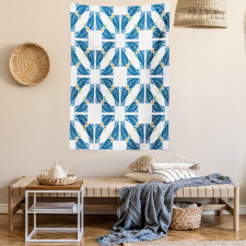Moroccan Blue Leaves Tapestry