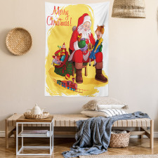 Kid and Santa Gifts Tapestry