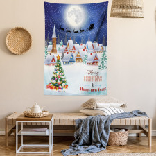 Winter Sky Moon Star Tapestry