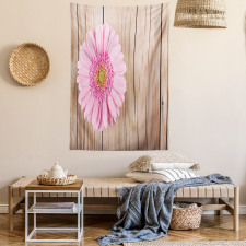 Pink Gerber on Wooden Tapestry