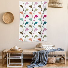 Colorful Dolphins Art Tapestry