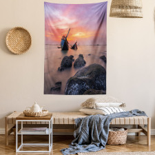 Foggy Water Sunset Tapestry