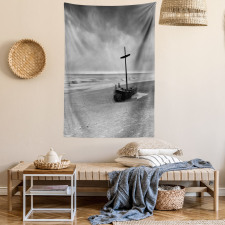 Wreck Boat on the Beach Tapestry