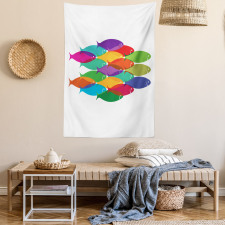 Colorful Shoal Artwork Tapestry