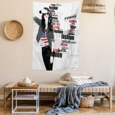 Modern Teen Girl USFlag Tapestry