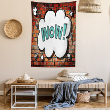 Words Cracked Brick Wall Tapestry