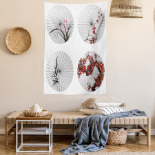 Floral Art on Umbrella Tapestry