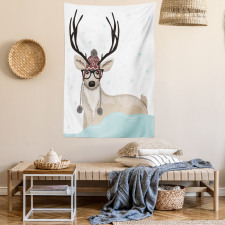 Hipster Deer with Glasses Tapestry